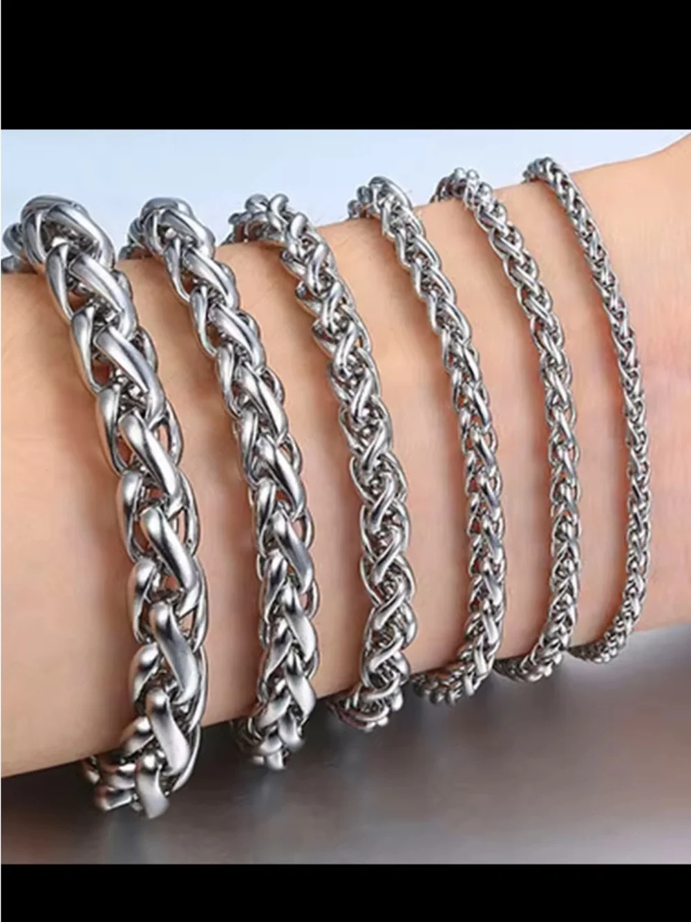 Men’s wheat chain stainless steel bracelet